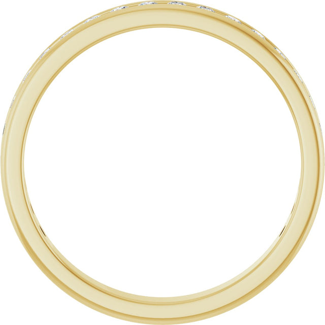 14K Gold Round Natural Diamond Channel-Set Anniversary Band – 1.5 mm Stones - Yellow Gold - view 2