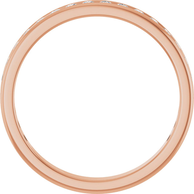 14K Gold Round Lab-Grown Diamond Channel-Set Anniversary Band – 1.5 mm Stones - Rose Gold - view 2