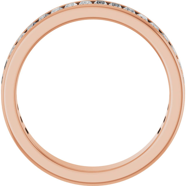 14K Gold Straight Baguette Natural Diamond Channel-Set Anniversary Band – 3x1.5 mm Stones - Rose Gold - view 2