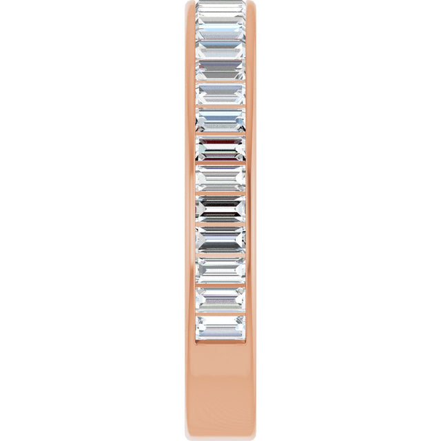 14K Gold Straight Baguette Lab-Grown Diamond Channel-Set Anniversary Band – 3x1.5 mm Stones - Rose Gold - view 4