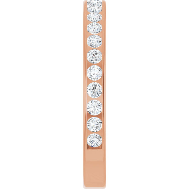 14K Gold Round Natural Diamond Channel-Set Anniversary Band – 2.25 mm Stones - Rose Gold - view 4