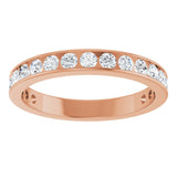 10K Gold Round Natural Diamond Channel-Set Anniversary Band – 1 1/2 CTW - Rose Gold - view 3
