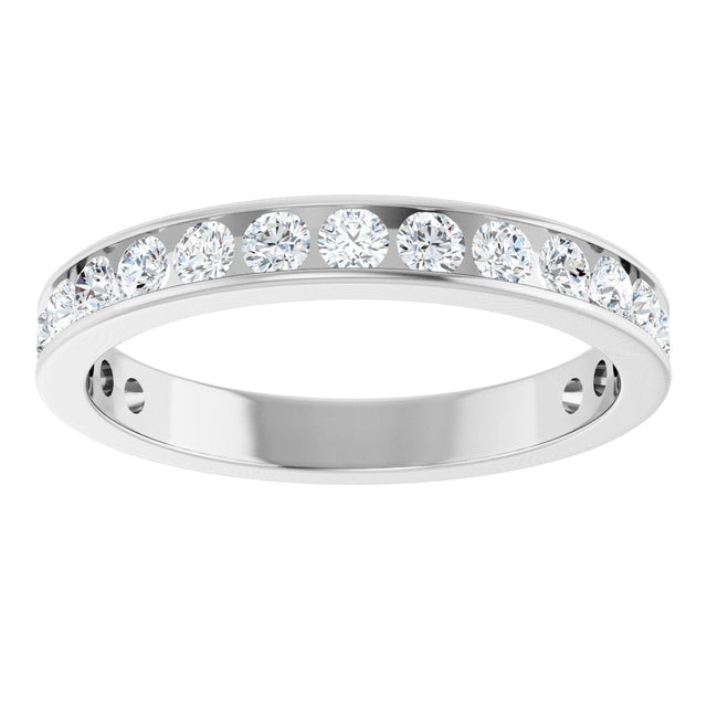 10K Gold Round Natural Diamond Channel-Set Anniversary Band – 1 3/8 CTW - White Gold - view 3