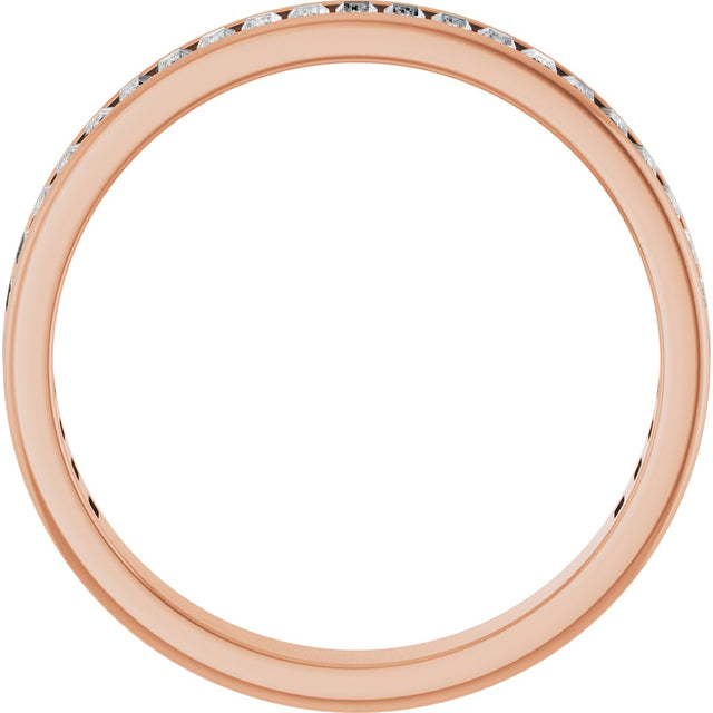 14K Gold Straight Baguette Lab-Grown Diamond Channel-Set Anniversary Band – 3x1.5 mm Stones - Rose Gold - view 2