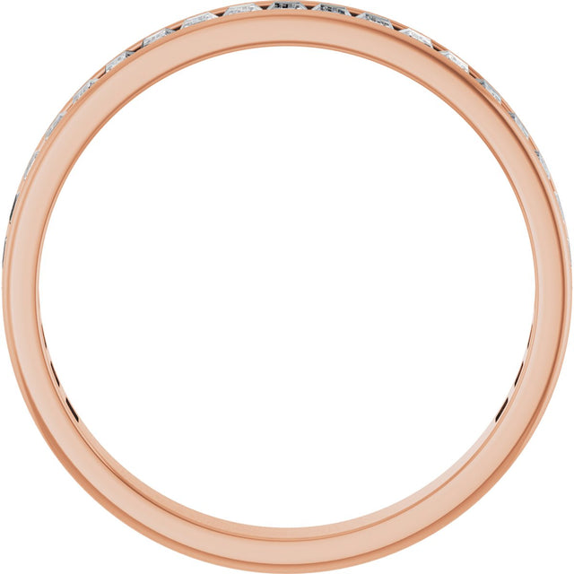 14K Gold Straight Baguette Lab-Grown Diamond Channel-Set Anniversary Band – 3x2 mm Stones - Rose Gold - view 2