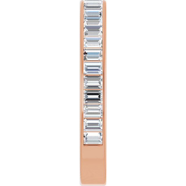14K Gold Straight Baguette Natural Diamond Channel-Set Anniversary Band – 3x2 mm Stones - Rose Gold - view 4