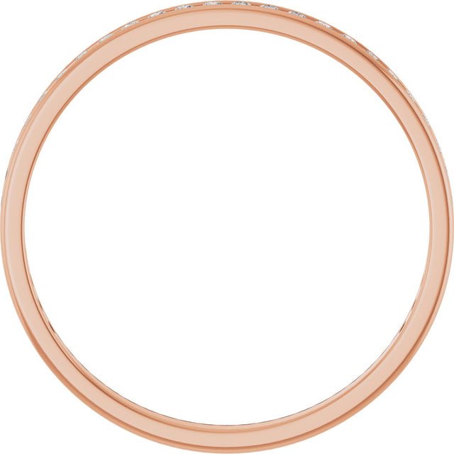 14K Gold Round Natural Diamond Channel-Set Anniversary Band – 1.7 mm Stones - Rose Gold - view 2