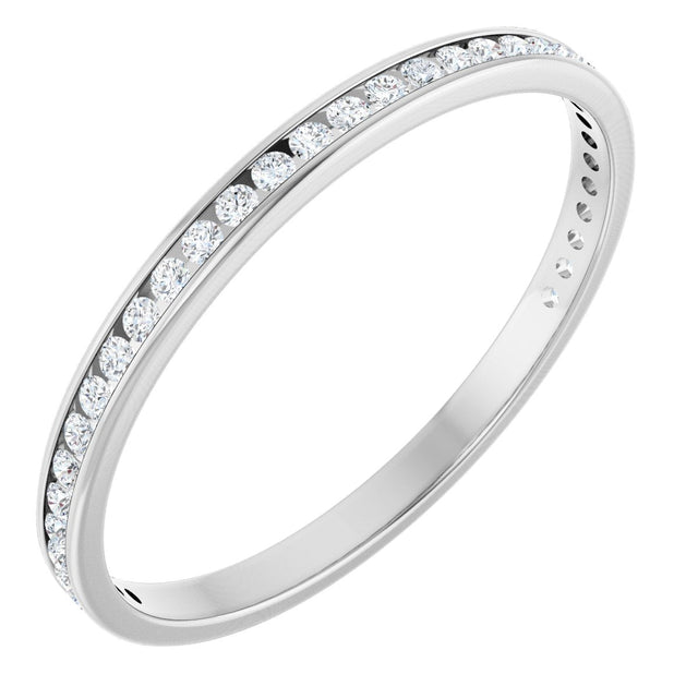 14K Gold Round Natural Diamond Channel-Set Anniversary Band – 1.7 mm Stones (3/4 CTW) - White Gold