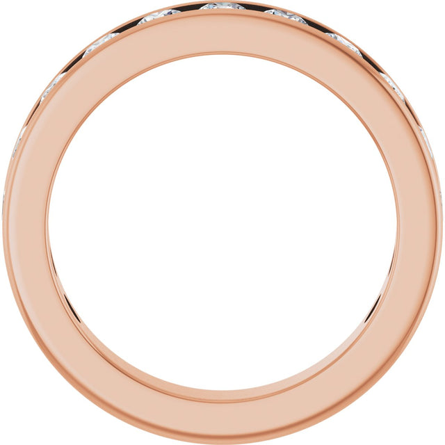 14K Gold Round Lab-Grown Diamond Channel-Set Anniversary Band – 3 mm Stones - Rose Gold - view 2