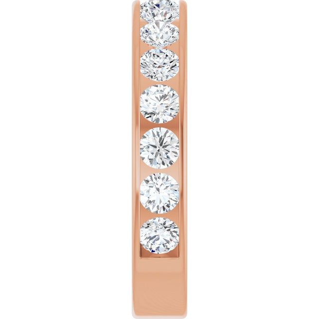 14K Gold Round Natural Diamond Channel-Set Anniversary Band – 3 mm Stones - Rose Gold - view 4