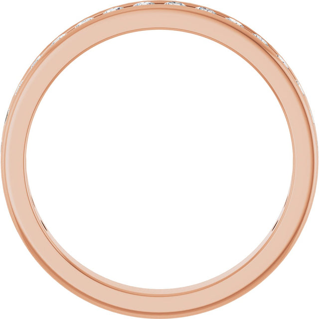 14K Gold Round Natural Diamond Channel-Set Anniversary Band – 2 mm Stones - Rose Gold - view 2