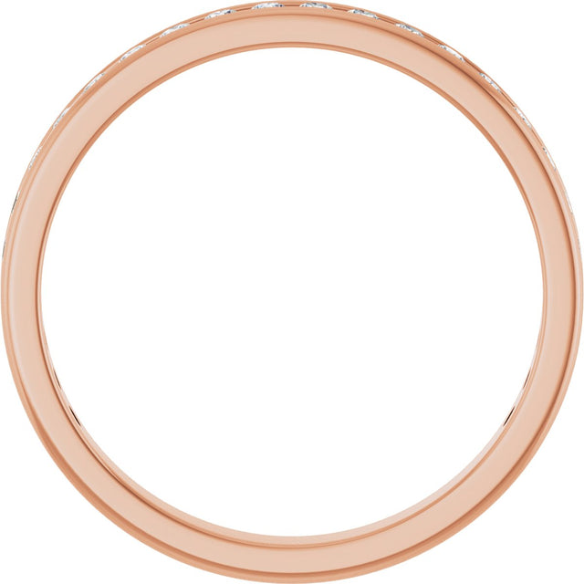 14K Gold Round Lab-Grown Diamond Channel-Set Anniversary Band – 1.7 mm Stones - Rose Gold - view 2