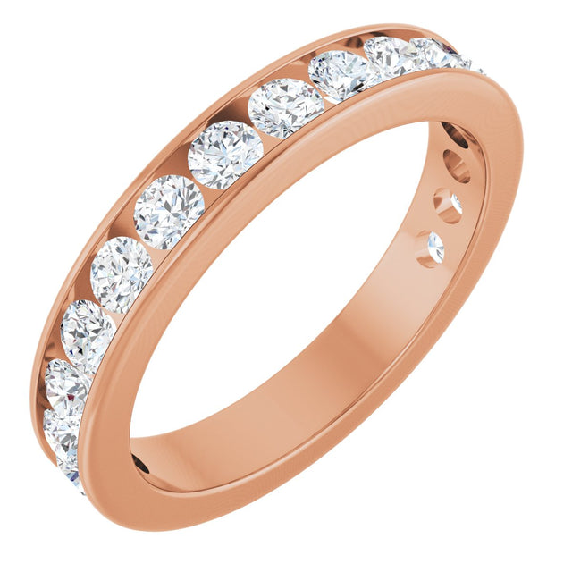 14K Gold Round Lab-Grown Diamond Channel-Set Anniversary Band – 3 mm Stones - Rose Gold