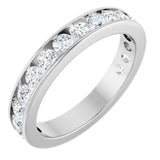 14K Gold Round Natural Diamond Channel-Set Anniversary Band – 3 mm Stones - White Gold