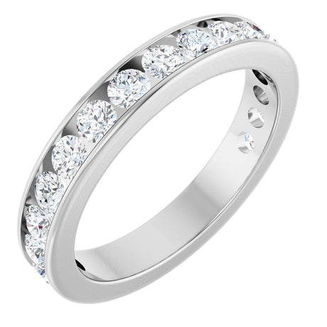 14K Gold Round Lab-Grown Diamond Channel-Set Anniversary Band – 3 mm Stones - White Gold