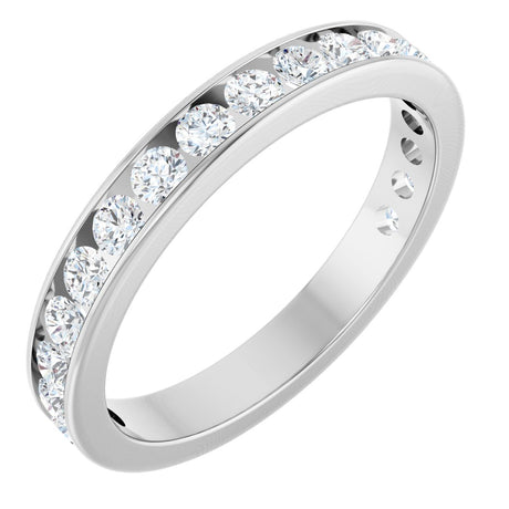 14K Gold Round Lab-Grown Diamond Channel-Set Anniversary Band – 3 mm Stones - White Gold