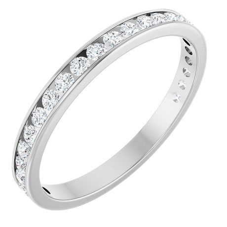 14K Gold Round Lab-Grown Diamond Channel-Set Anniversary Band – 2.5 mm Stones (1 1/2 CTW) - White Gold
