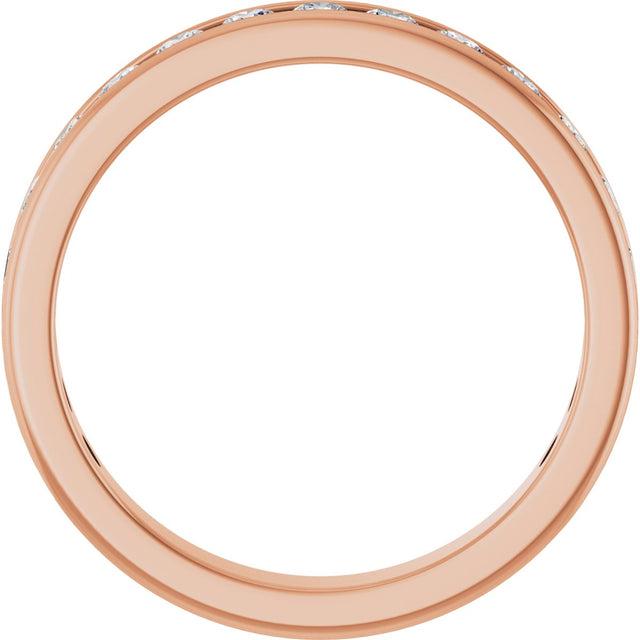 14K Gold Round Natural Diamond Channel-Set Anniversary Band – 2.25 mm Stones - Rose Gold - view 2