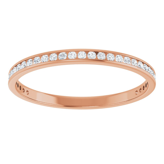 14K Gold Round Lab-Grown Diamond Channel-Set Anniversary Band – 1.7 mm Stones (3/4 CTW) - Rose Gold - view 3