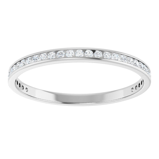 14K Gold Round Natural Diamond Channel-Set Anniversary Band – 1.7 mm Stones (3/4 CTW) - White Gold - view 3