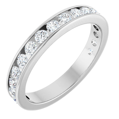 14K Gold Round Lab-Grown Diamond Channel-Set Anniversary Band – 2.5 mm Stones - White Gold