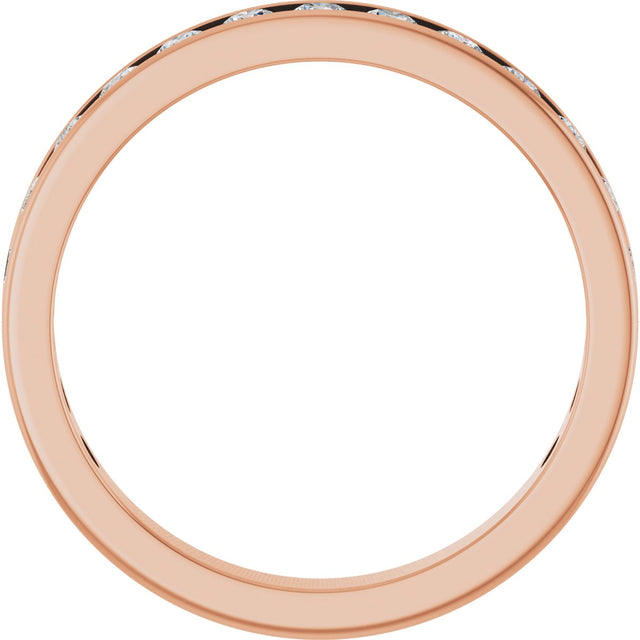 10K Gold Round Natural Diamond Channel-Set Anniversary Band – 1 3/8 CTW - Rose Gold - view 2