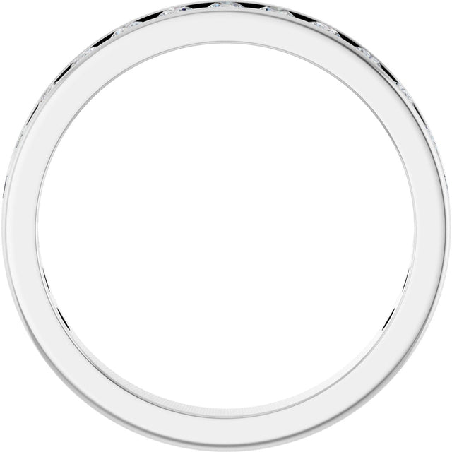 10K Gold Round Natural Diamond Channel-Set Anniversary Band – 1 1/2 CTW - White Gold - view 2