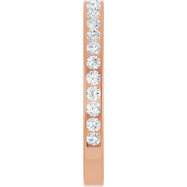 14K Gold Round Natural Diamond Channel-Set Anniversary Band – 2.5 mm Stones (1 1/2 CTW) - Rose Gold - view 4