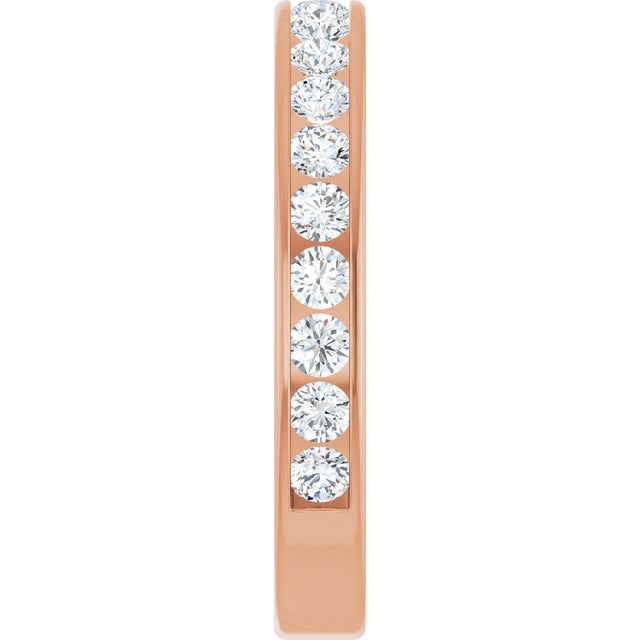 14K Gold Round Natural Diamond Channel-Set Anniversary Band – 2.25 mm Stones - Rose Gold - view 4