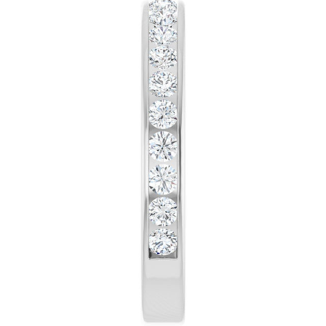 14K Gold Round Natural Diamond Channel-Set Anniversary Band – 2.25 mm Stones - White Gold - view 4