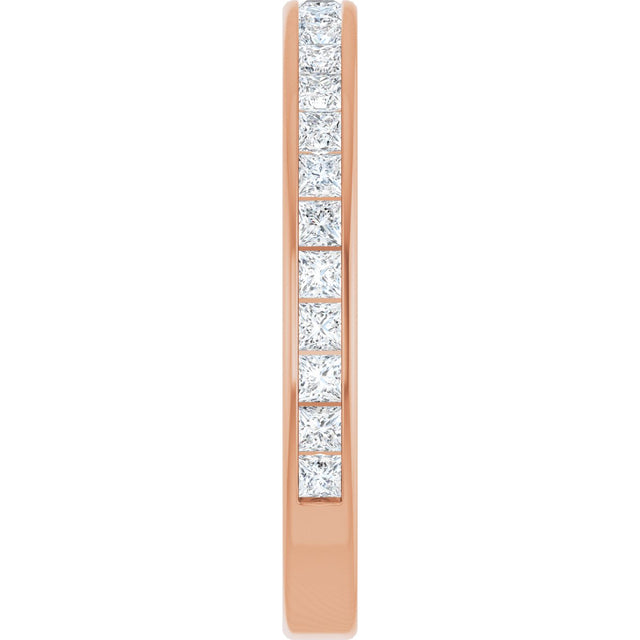 14K Gold Square Lab-Grown Diamond Channel-Set Anniversary Band – 1.75x1.75 mm Stones - Rose Gold - view 4
