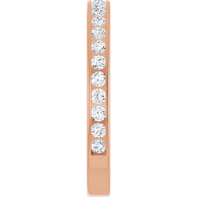 14K Gold Round Natural Diamond Channel-Set Anniversary Band – 2 mm Stones - Rose Gold - view 4