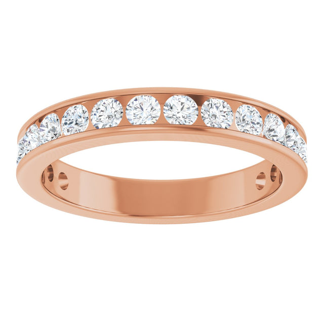 14K Gold Round Lab-Grown Diamond Channel-Set Anniversary Band – 2.5 mm Stones - Rose Gold - view 3