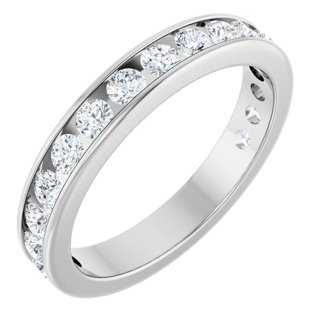 14K Gold Round Lab-Grown Diamond Channel-Set Anniversary Band – 2.5 mm Stones - White Gold