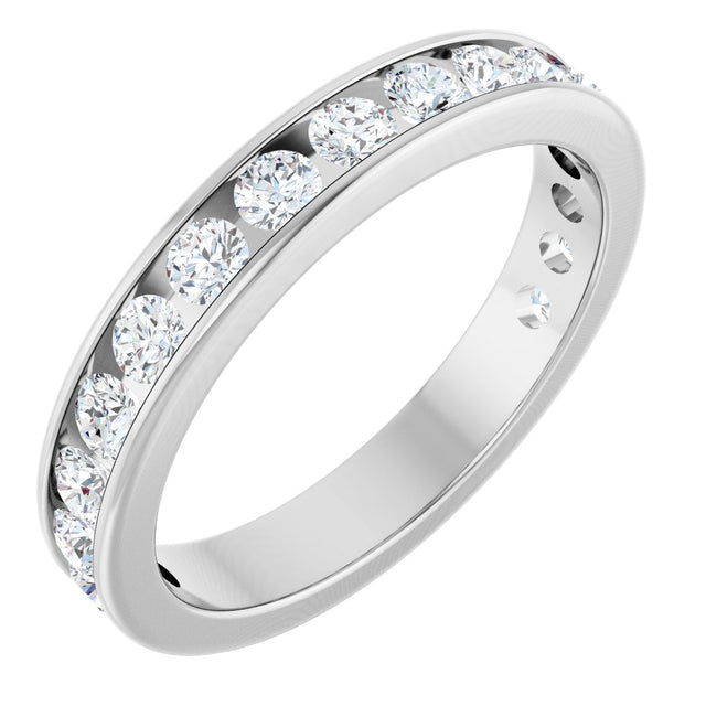 14K Gold Round Lab-Grown Diamond Channel-Set Anniversary Band – 2.5 mm Stones - White Gold