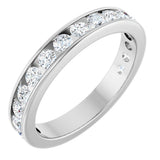 14K Gold Round Natural Diamond Channel-Set Anniversary Band – 2.5 mm Stones - White Gold