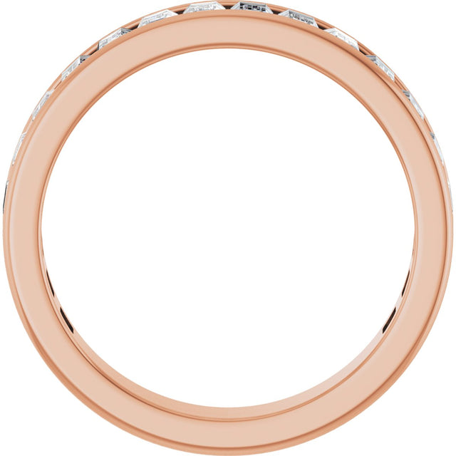 14K Gold Straight Baguette Lab-Grown Diamond Channel-Set Anniversary Band – 3x2 mm Stones - Rose Gold - view 2