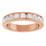 14K Gold Round Natural Diamond Channel-Set Anniversary Band – 2.5 mm Stones - Rose Gold - view 3