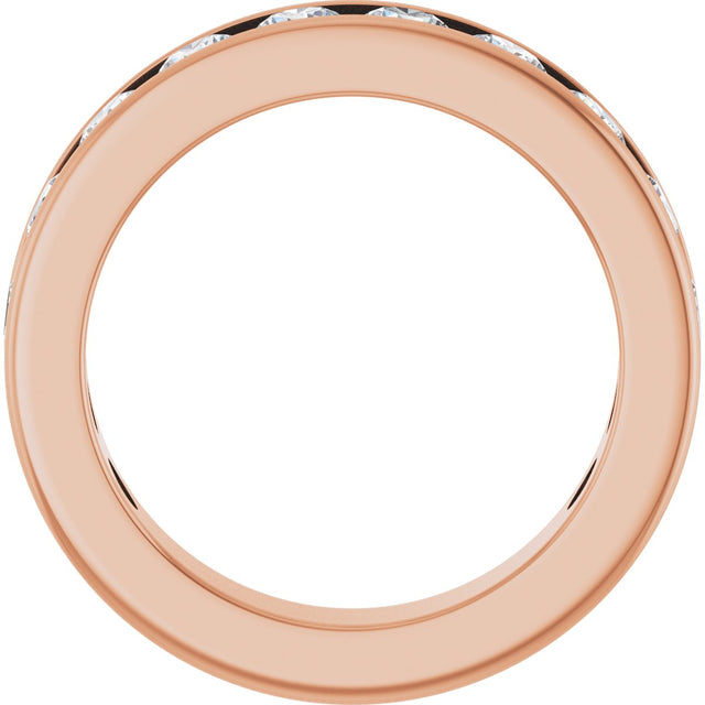 14K Gold Round Lab-Grown Diamond Channel-Set Anniversary Band – 3 mm Stones - Rose Gold - view 2