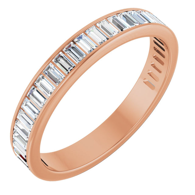 14K Gold Straight Baguette Lab-Grown Diamond Channel-Set Anniversary Band – 3x1.5 mm Stones - Rose Gold