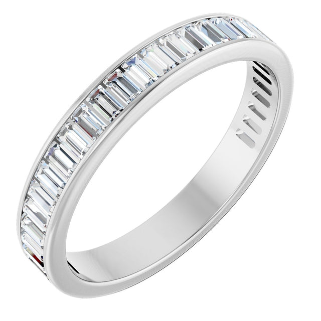 14K Gold Straight Baguette Lab-Grown Diamond Channel-Set Anniversary Band – 3x1.5 mm Stones - White Gold