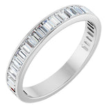 14K Gold Straight Baguette Natural Diamond Channel-Set Anniversary Band – 3x1.5 mm Stones - White Gold