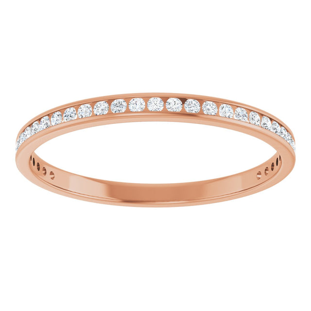 14K Gold Round Natural Diamond Channel-Set Anniversary Band – 1.7 mm Stones (3/4 CTW) - Rose Gold - view 3