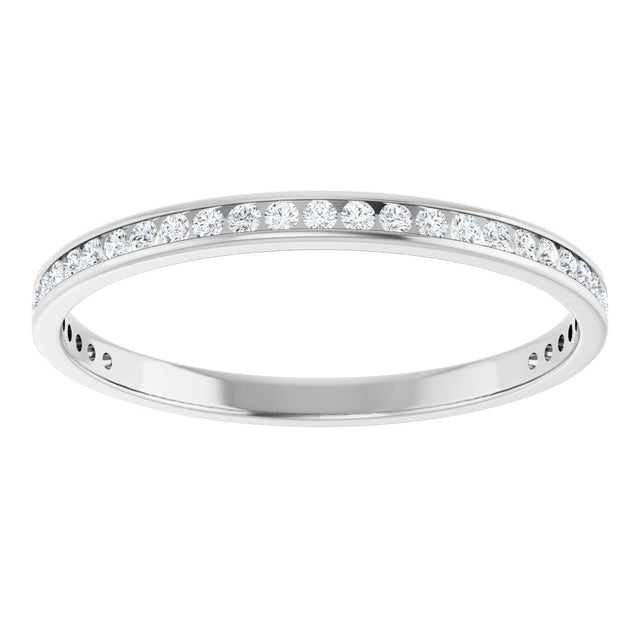 14K Gold Round Natural Diamond Channel-Set Anniversary Band – 1.7 mm Stones (3/4 CTW) - White Gold - view 3