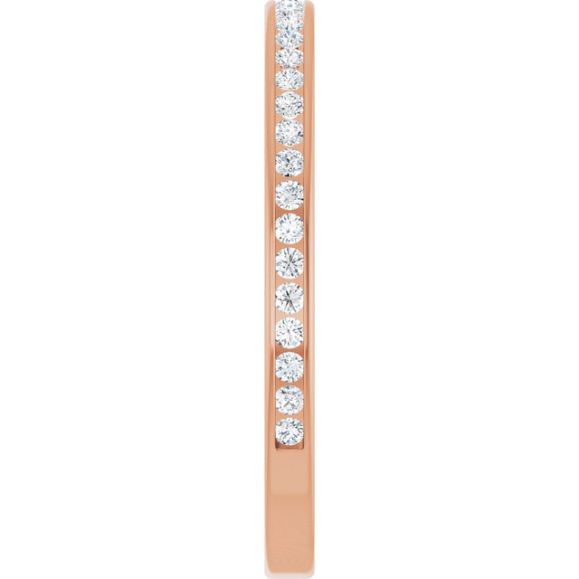14K Gold Round Natural Diamond Channel-Set Anniversary Band – 1.7 mm Stones (3/4 CTW) - Rose Gold - view 4