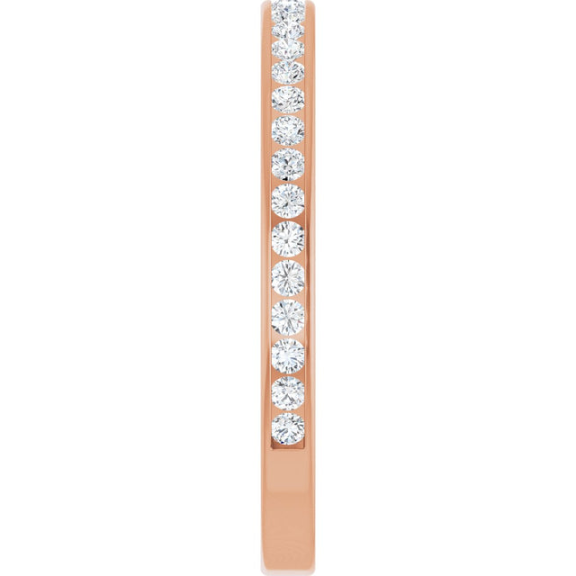 14K Gold Round Natural Diamond Channel-Set Anniversary Band – 2 mm Stones (7/8 CTW) - Rose Gold - view 4