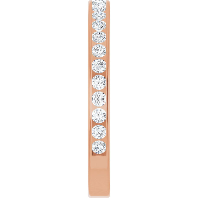14K Gold Round Natural Diamond Channel-Set Anniversary Band – 2.25 mm Stones (1 CTW) - Rose Gold - view 4
