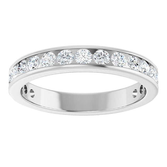 14K Gold Round Natural Diamond Channel-Set Anniversary Band – 2.25 mm Stones - White Gold - view 3