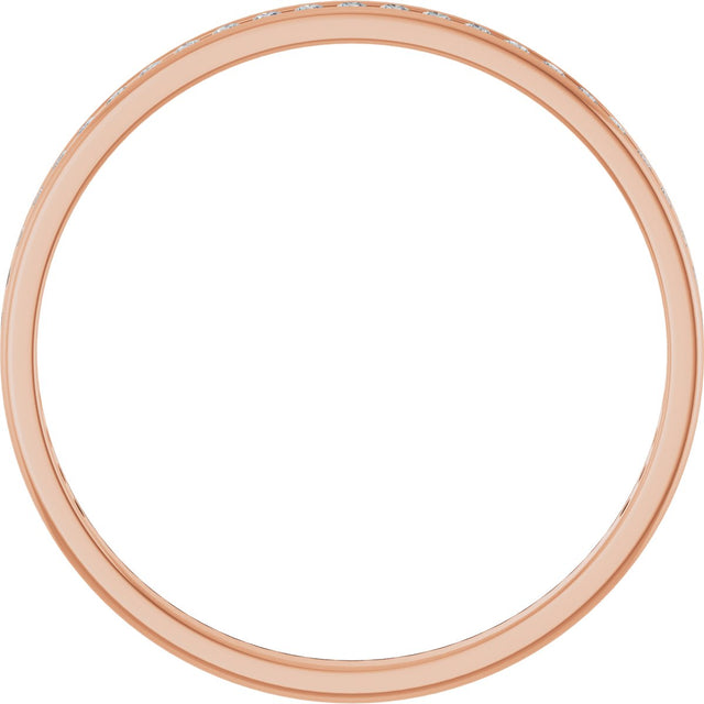 14K Gold Round Lab-Grown Diamond Channel-Set Anniversary Band – 1.7 mm Stones (3/4 CTW) - Rose Gold - view 2