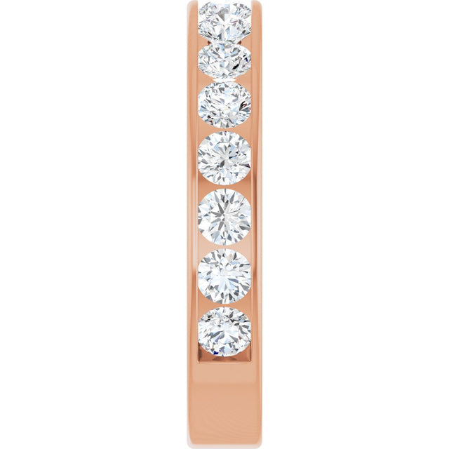 14K Gold Round Lab-Grown Diamond Channel-Set Anniversary Band – 3 mm Stones - Rose Gold - view 4